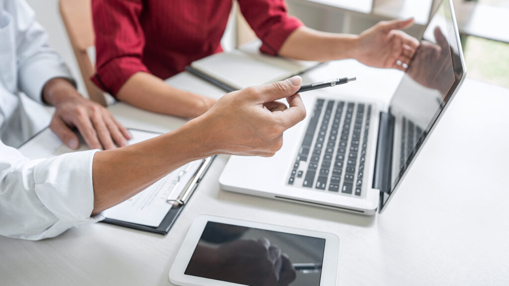 Teamwork of business casual colleagues, consultation new strateg